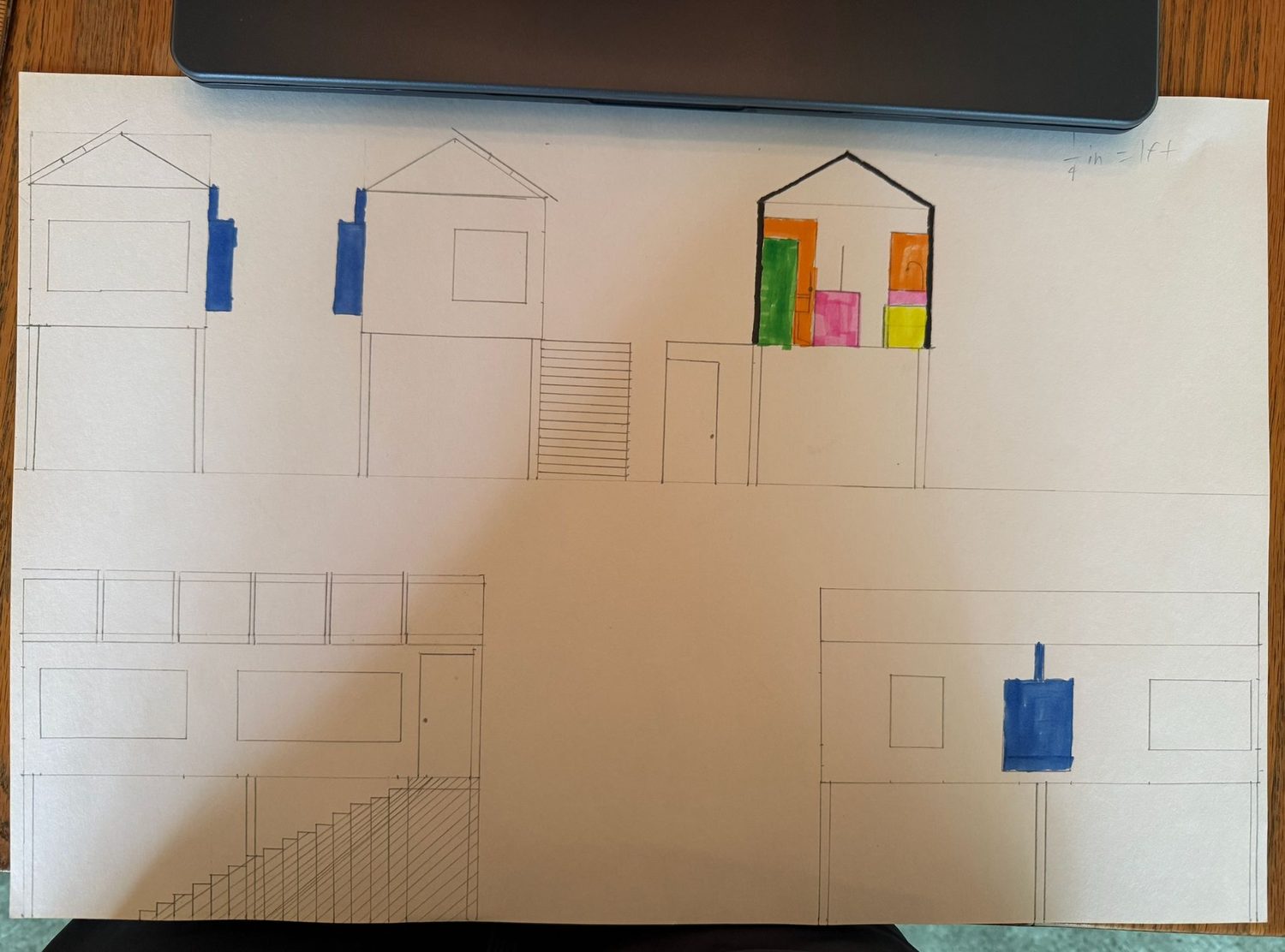 Sketch — massing options on the board