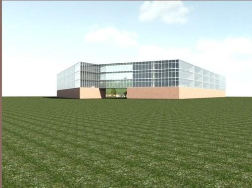 The civic core seen from the lawn