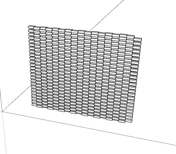 The brick screen as drawn — one pattern, a field of openings, and the lines that place it