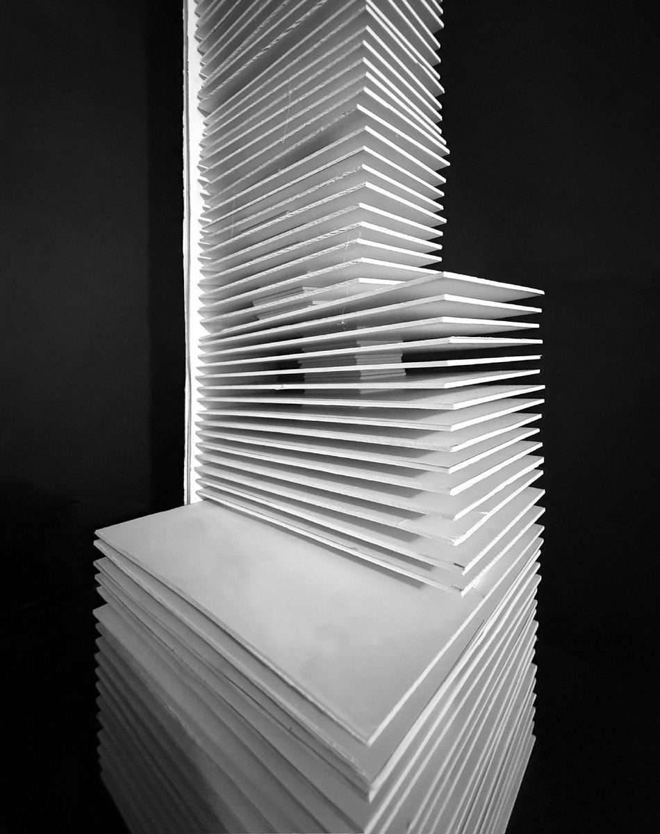 Model, crown — plates stepping back at the top