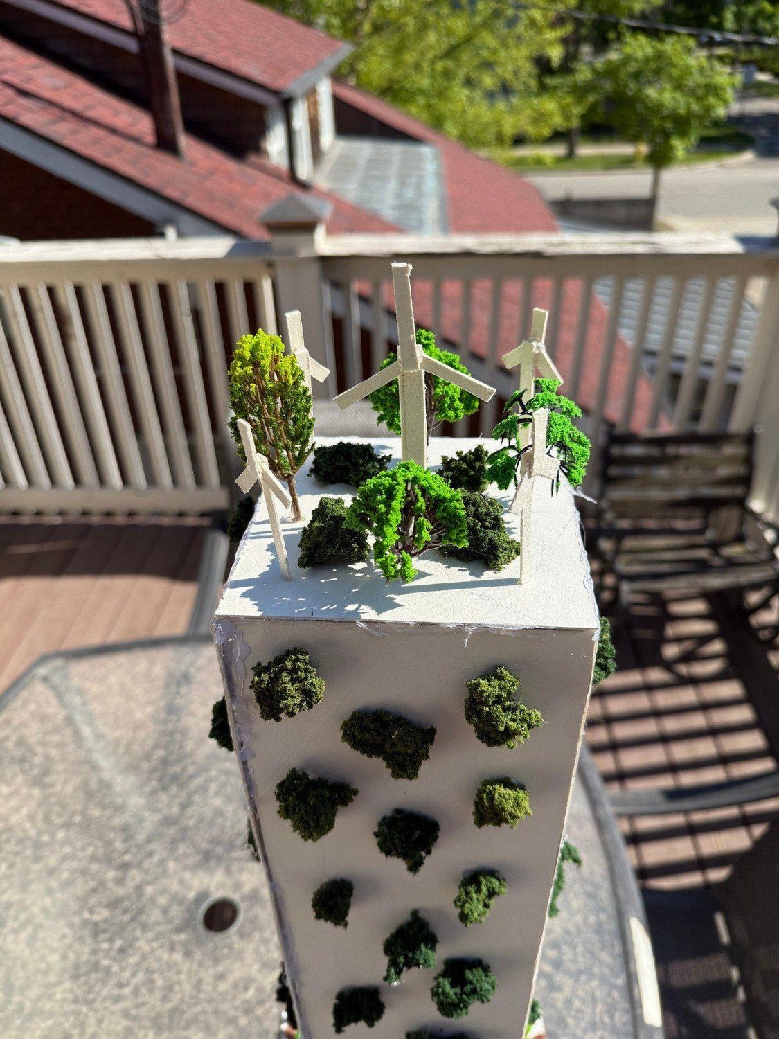 Roof study — turbines, planting and the crown of the tower